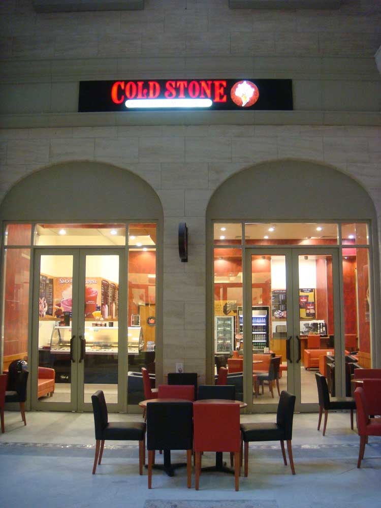 Exterior of Cold Stone Creamery in UAE Dubai Mall ground floor.