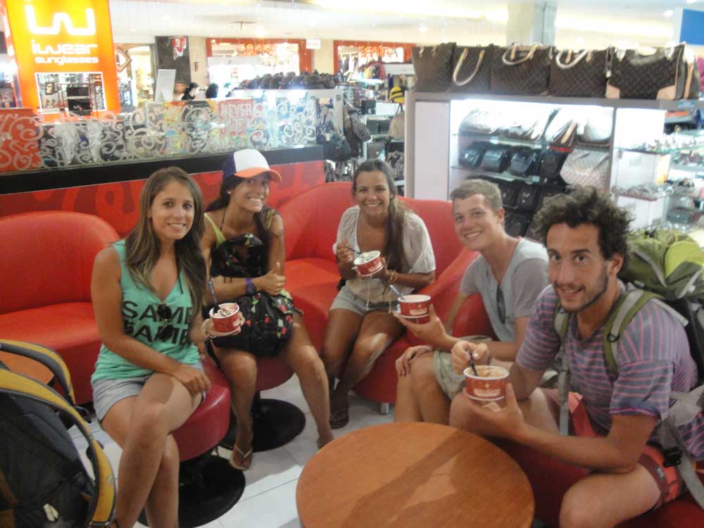 Customers enjoying Cold Stone Creamery in Indonesia.
