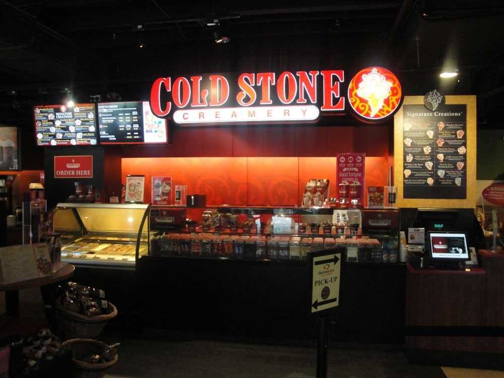Interior of Cold Stone Creamery in Singapore.